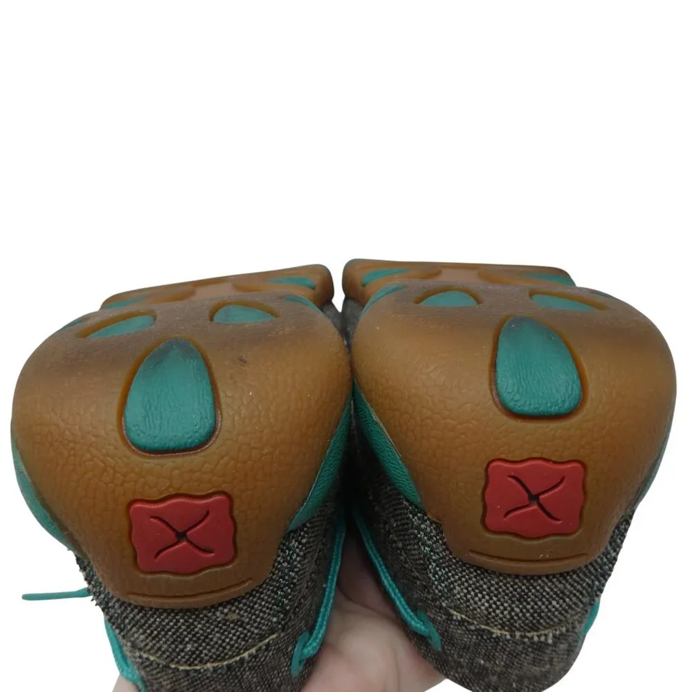 Twisted X Blue Tweed Boat Shoe Driving Mocs‎ Loafers Womens 8